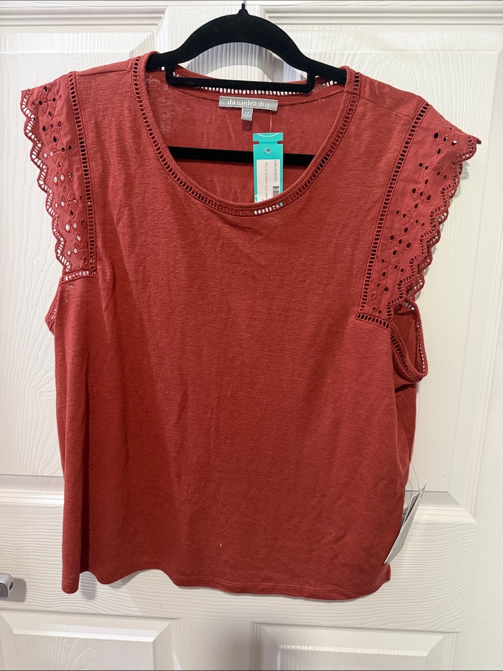 Daniel Rainn Brick Red Eyelet Sleeve Tank Top